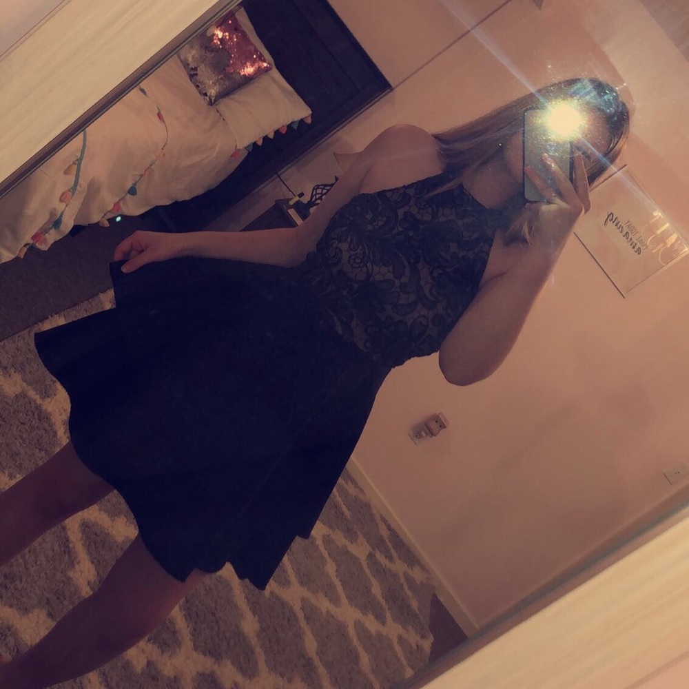 Black and nude sequin halter dress